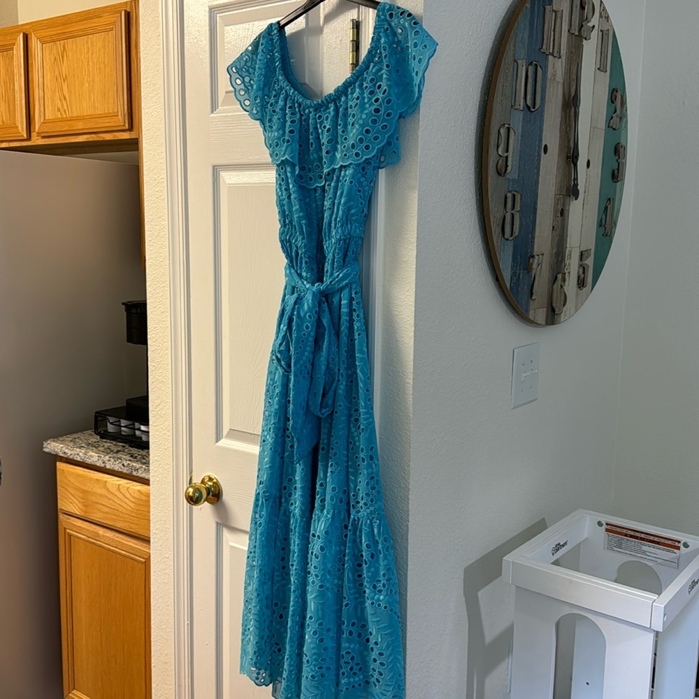 Bright Blue Lilly Pulitzer Eyelet Maxi Dress!